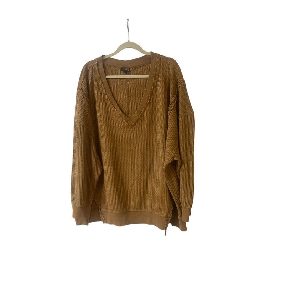 Torrid gold thermal waffle weave top dark gold sz 1
